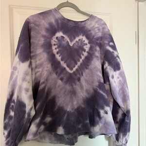 Urban Outfitters Purple Tie-Dye Heart Sweatshirt